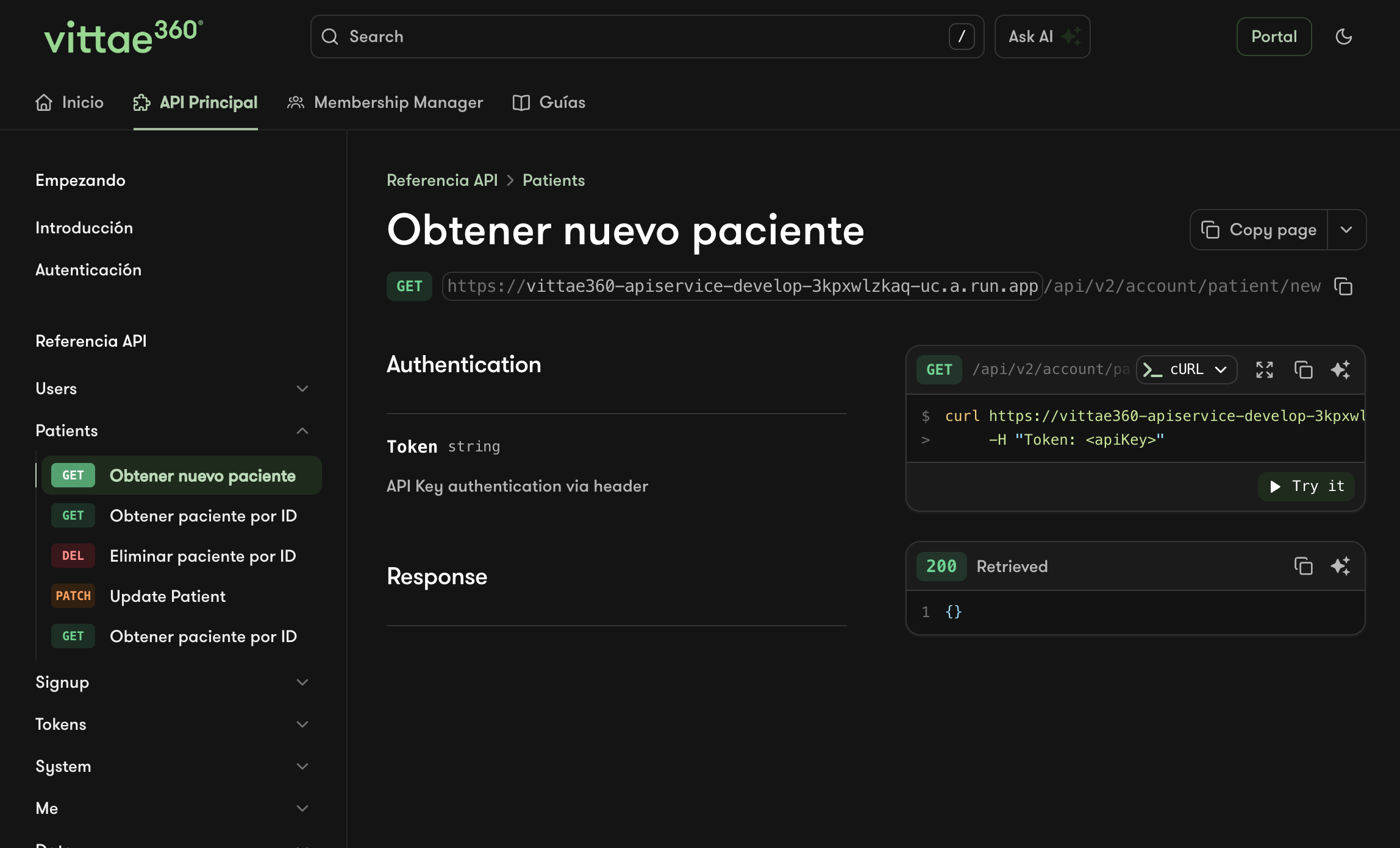 Salud Programática API — endpoint reference, token authentication and responses
